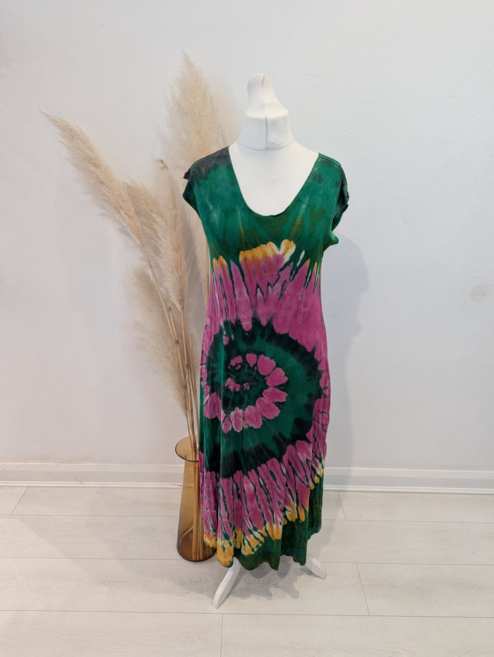 Green & Pink Tie Dye dress