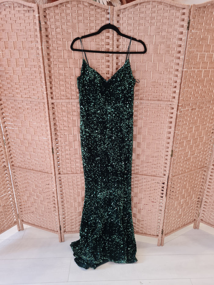 Green Sequin Formal dress size 14