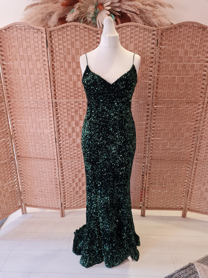 Green Sequin Formal dress size 14