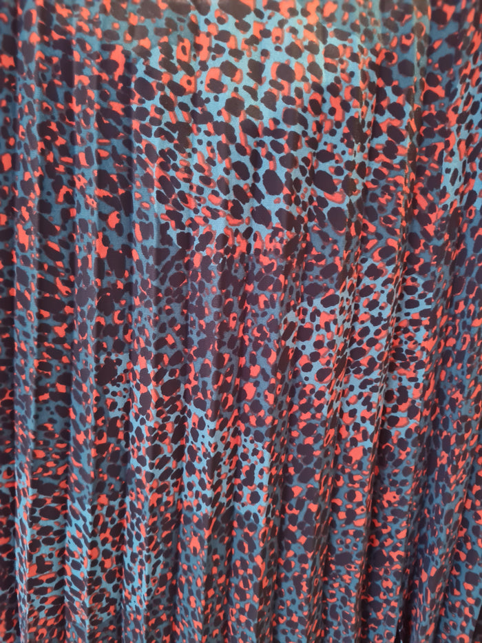 Green/orange pleated midi skirt 12/14