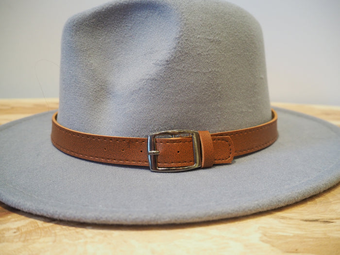 Grey Fedora with tan trim