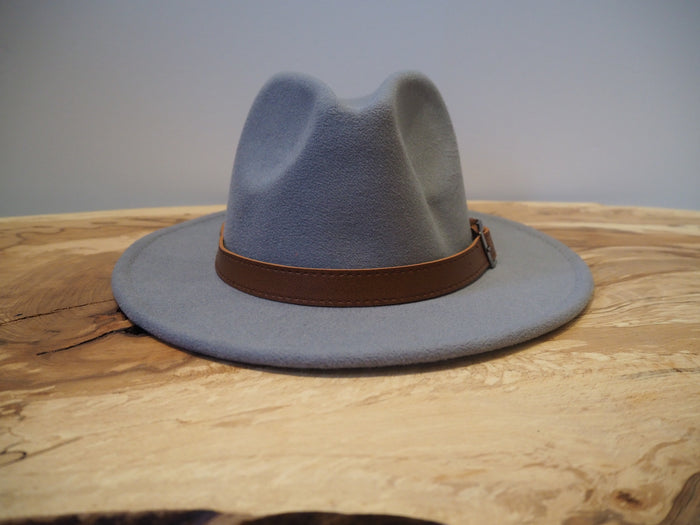 Grey Fedora with tan trim