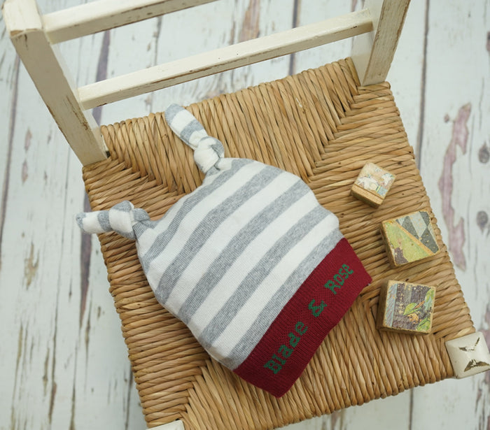 Grey & White Knotted Baby Hat