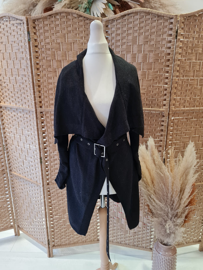 Grey Wool Belted Cardigan S/M