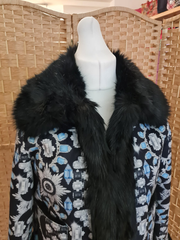 Guess Faux Fur Reversible Print Jacket L RRP £159
