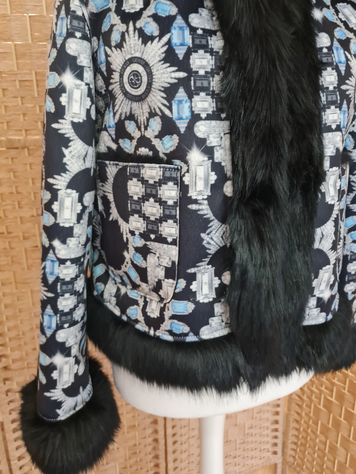 Guess Faux Fur Reversible Print Jacket L RRP £159