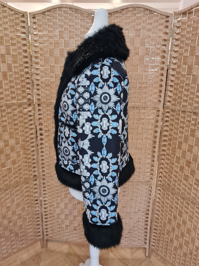 Guess Faux Fur Reversible Print Jacket L RRP £159