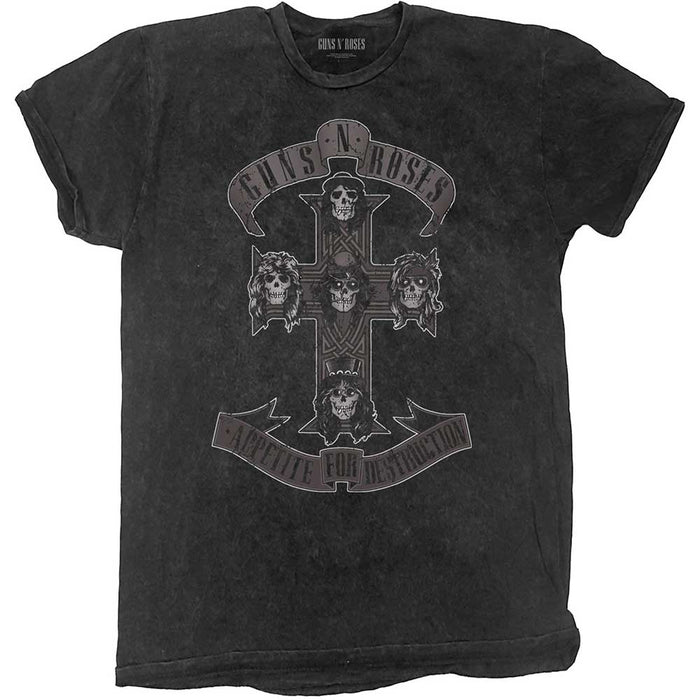 Guns N' Roses Burn Out T-Shirt - Monochrome Cross ( Dip Dye) Rock Off