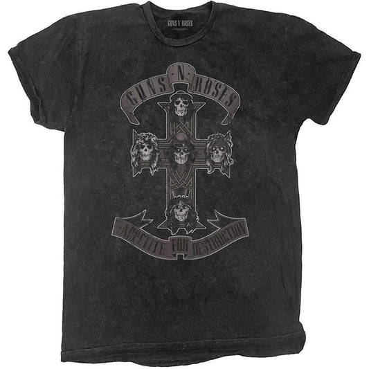 Guns N' Roses Burn Out T-Shirt - Monochrome Cross ( Dip Dye) Rock Off