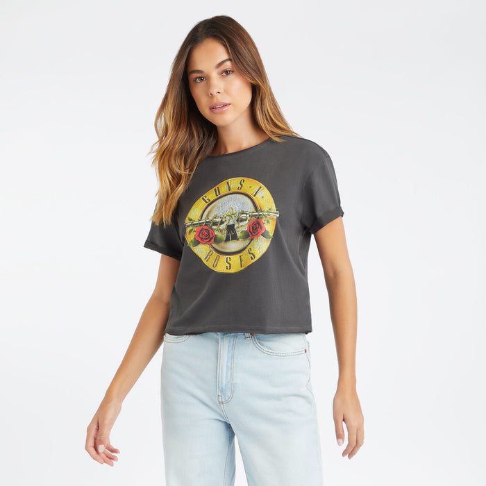 Guns N' Roses Crop Top T Shirt -  Drum Logo Amplified