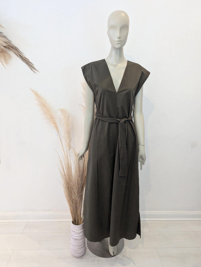 Hache Khaki Cotton Maxi Dress 12