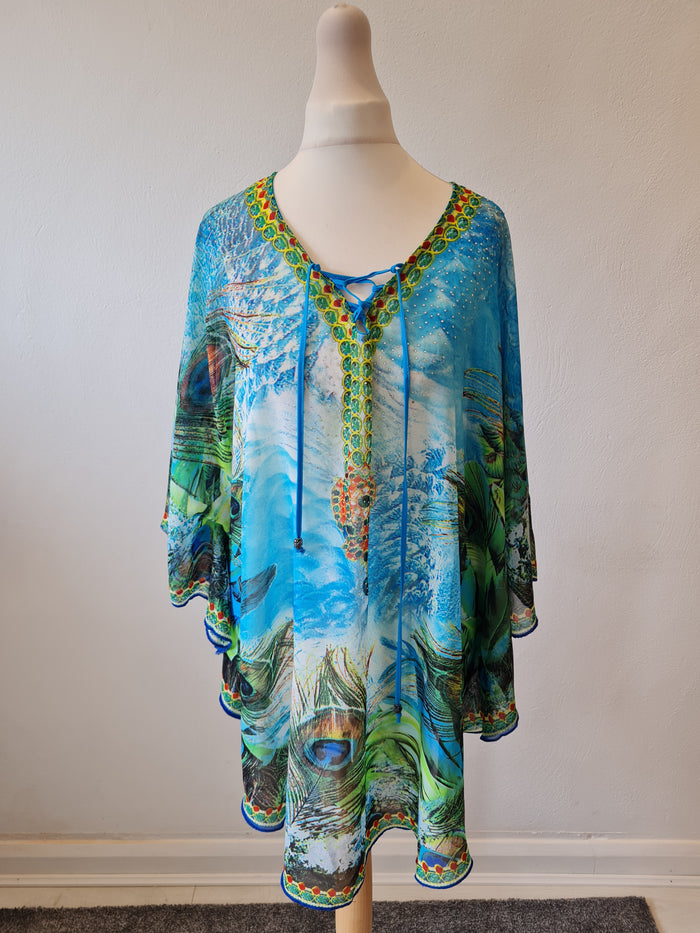 Hao Qui Blue Beach coverup one size