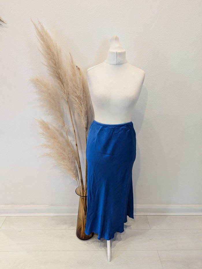 Hax Lux satin slip skirt blue