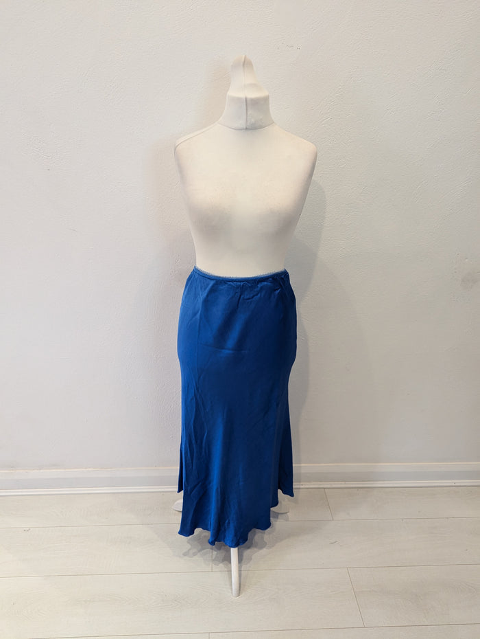 Hax Lux satin slip skirt blue