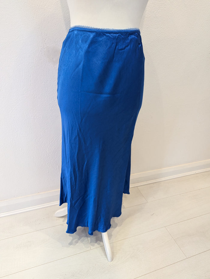 Hax Lux satin slip skirt blue