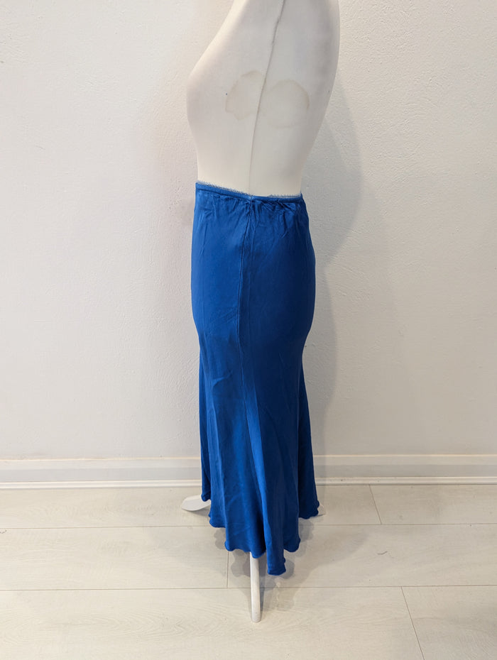 Hax Lux satin slip skirt blue
