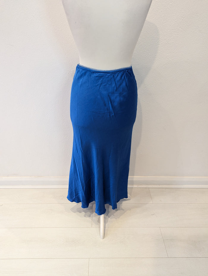 Hax Lux satin slip skirt blue