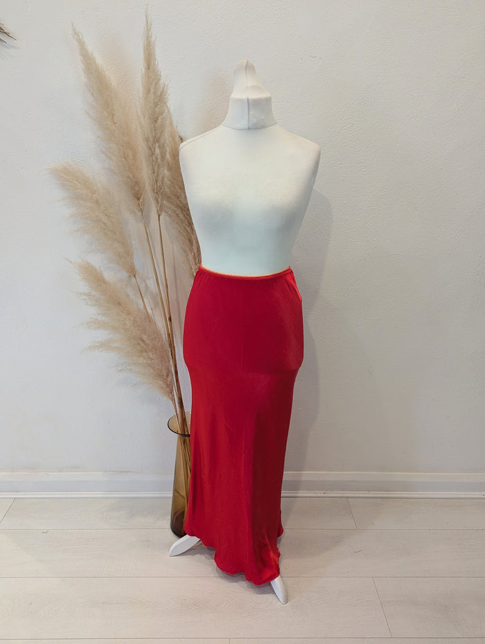 Hax Lux satin slip skirt red