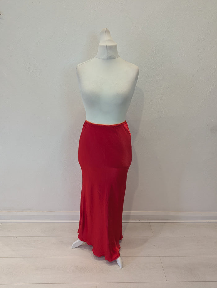 Hax Lux satin slip skirt red
