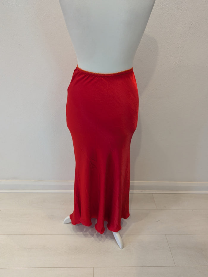 Hax Lux satin slip skirt red