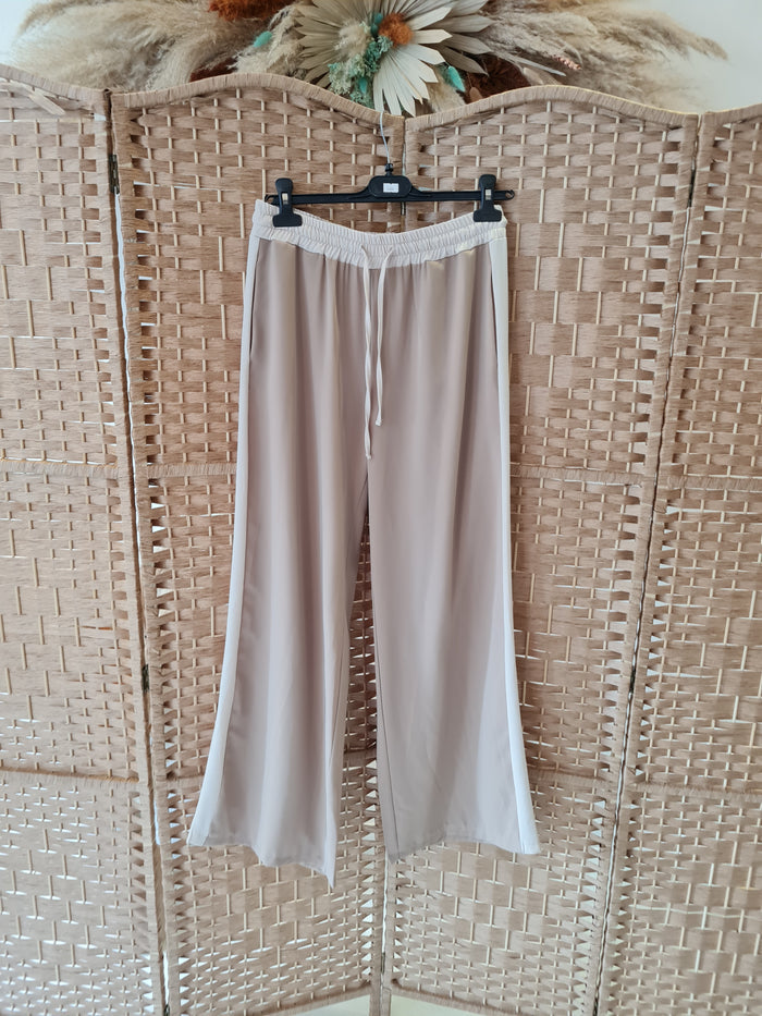Hax Lux side stripe trousers in beige & cream M