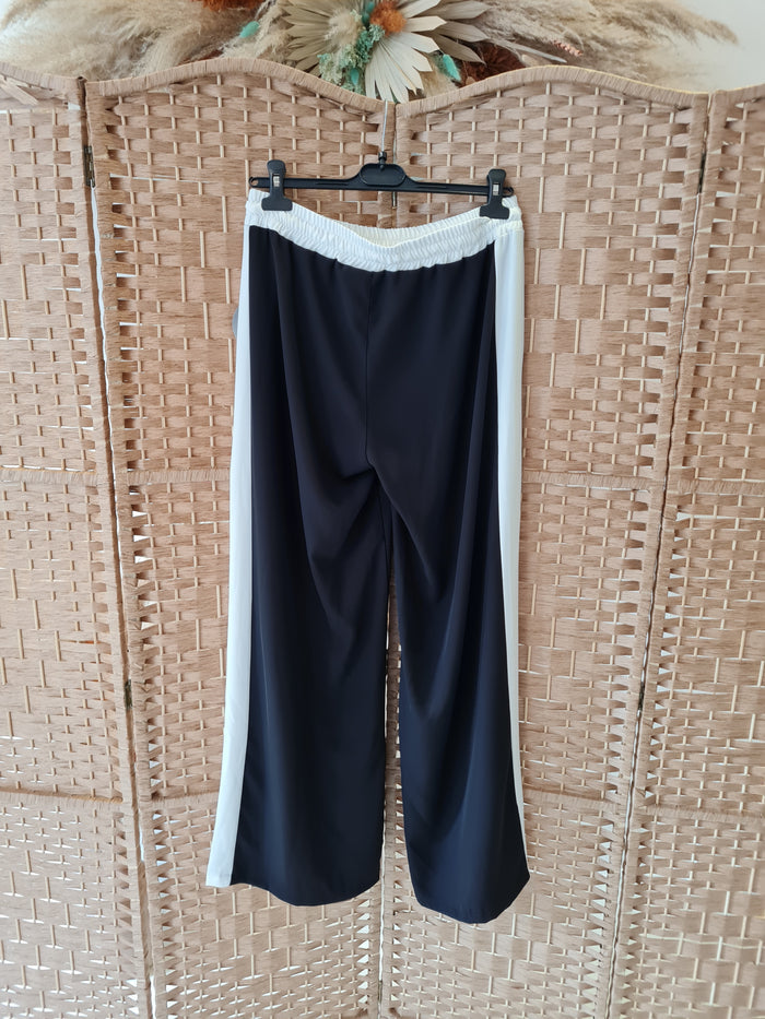 Hax Lux side stripe trousers in black & white L