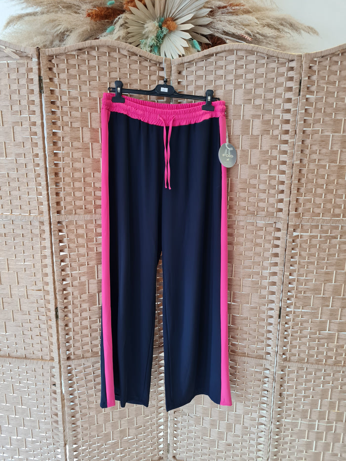 Hax Lux side stripe trousers in pink & navy L