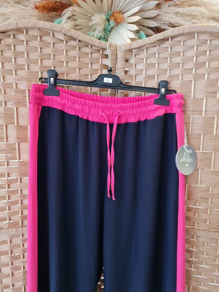Hax Lux side stripe trousers in pink & navy L