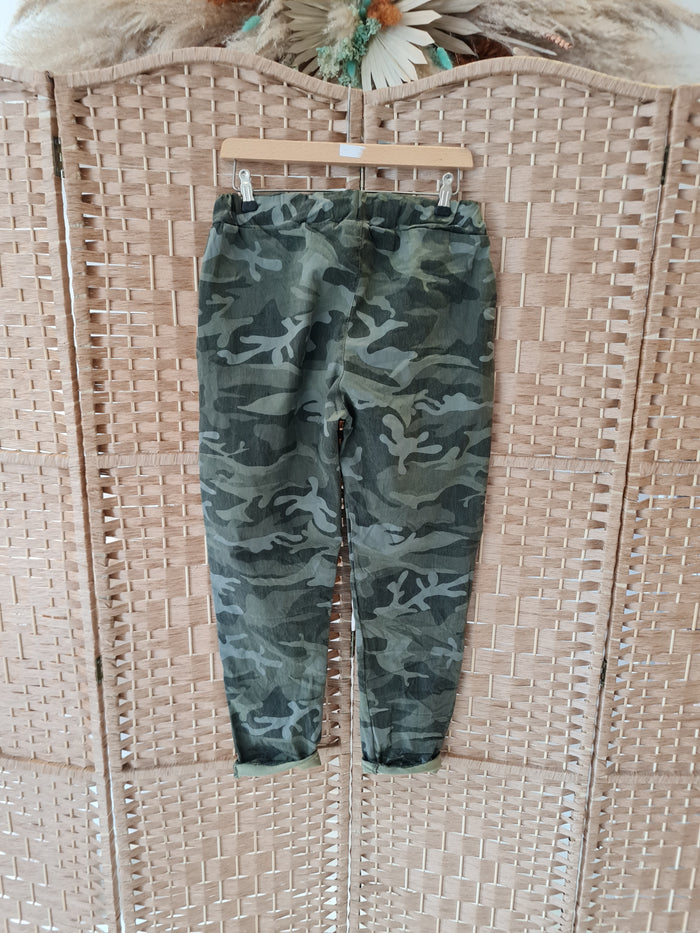 Hax Super Stretch camo print trousers in khaki 1