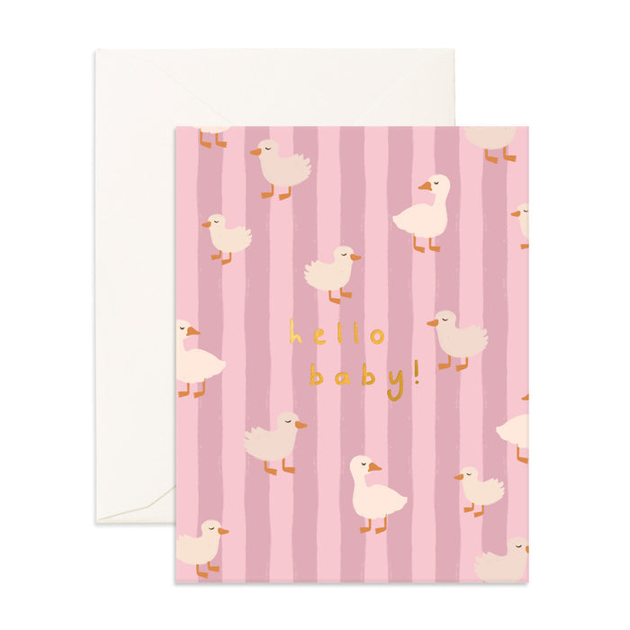 Hello Baby Ducks Pink Greeting Card - PRE-ORDER (SEPTEMBER)