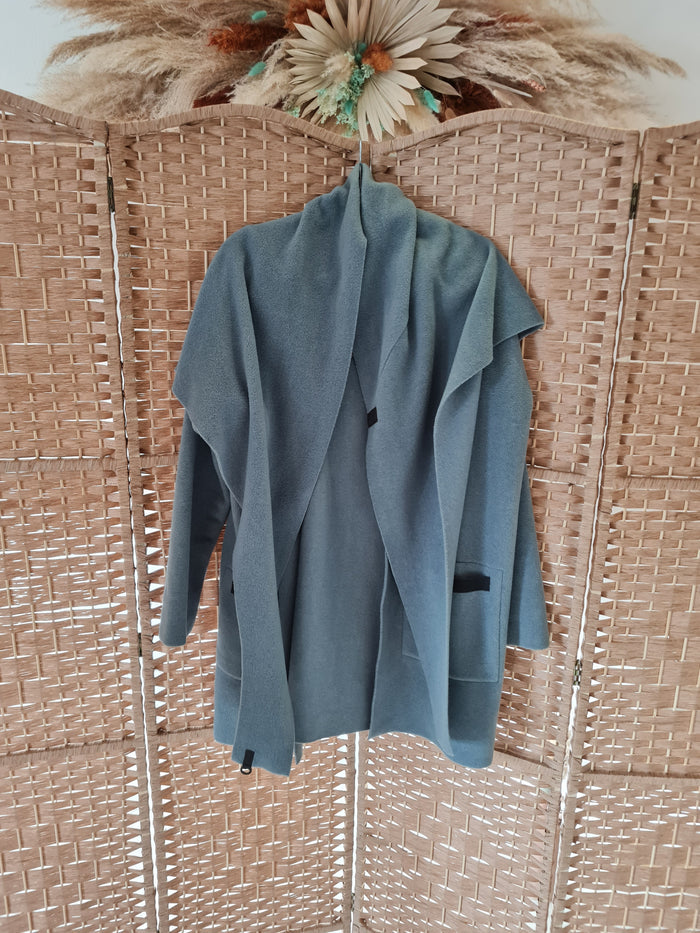 Henriette Steffensen Blue Coatigan & Scarf S/M