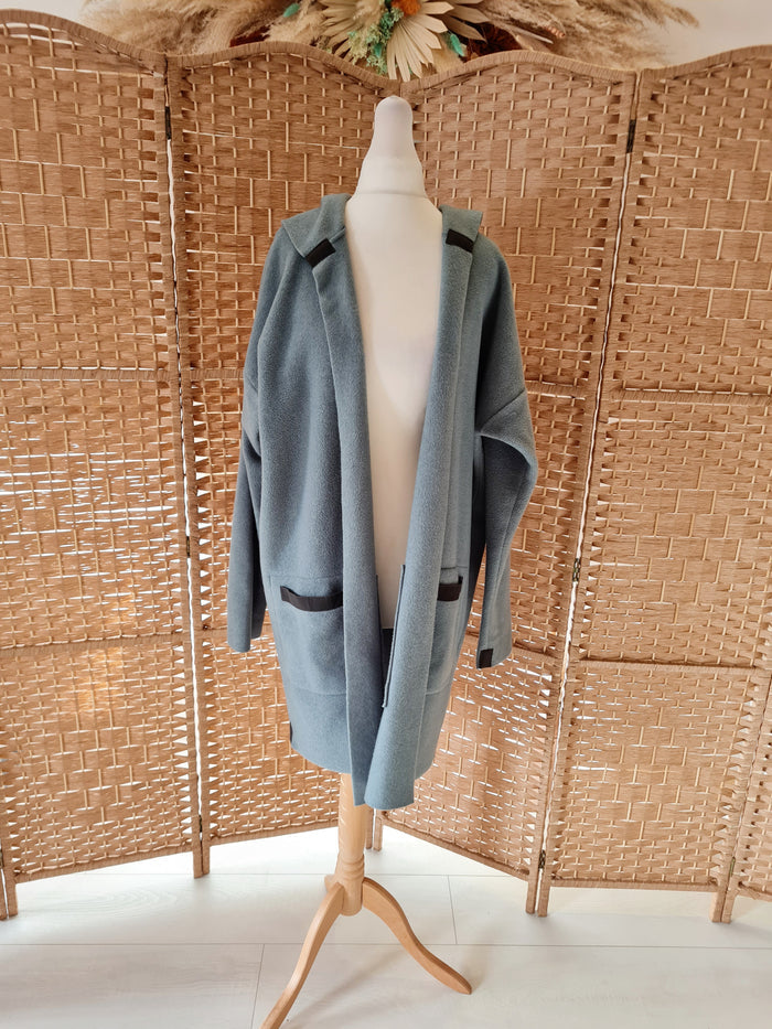 Henriette Steffensen Blue Coatigan & Scarf S/M