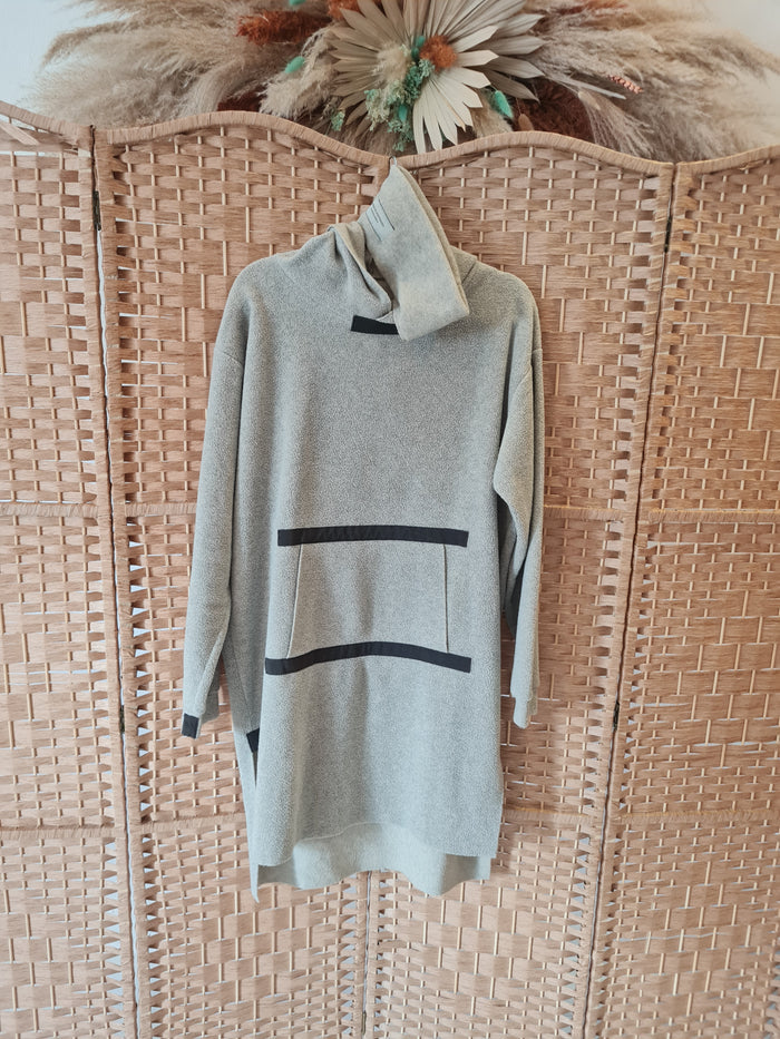 Henriette Steffensen Grey Long Hooded Sweatshirt/Headband Small