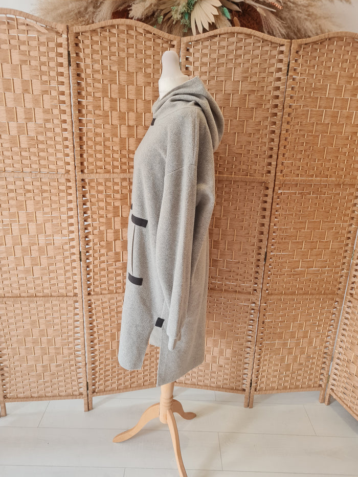 Henriette Steffensen Grey Long Hooded Sweatshirt/Headband Small