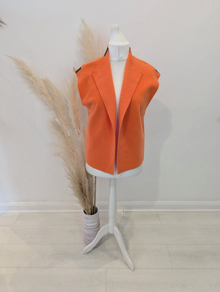 Henriette Steffensen Orange Sleeveless Gilet Size Medium