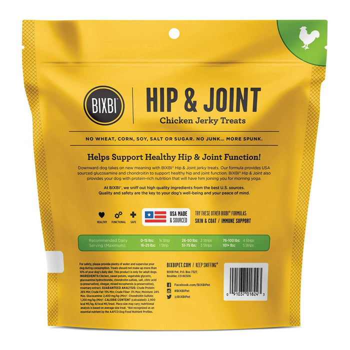 Hip & Joint Chicken Jerky 12oz back of bag.