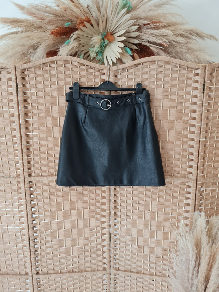 H&M Black pleather skirt 10