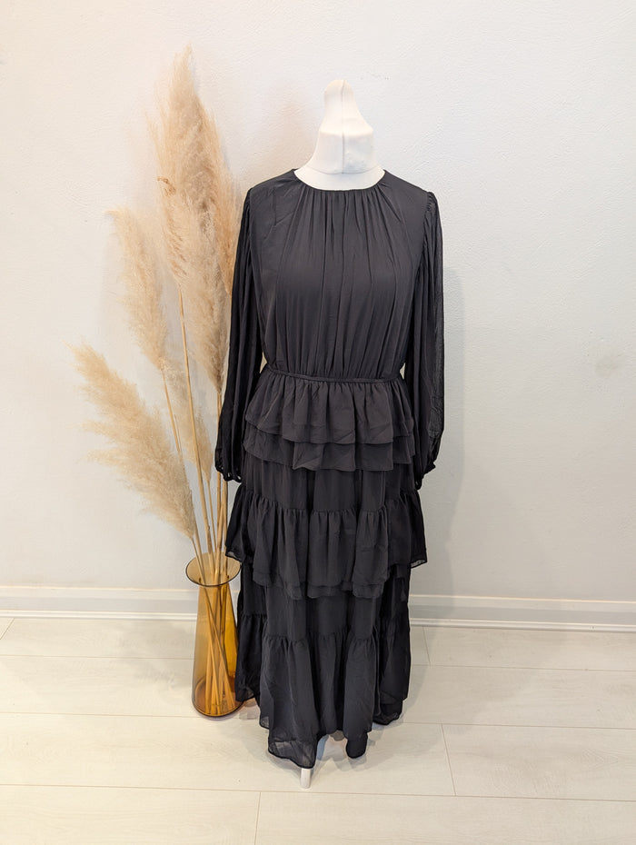 H&M Black Ruffle Dress M NWT