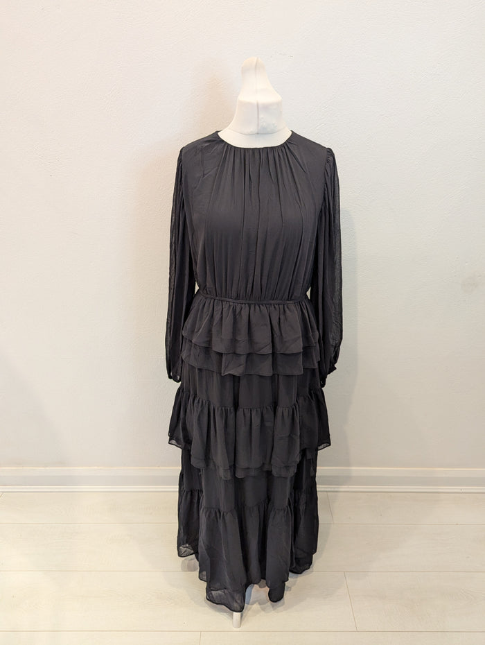 H&M Black Ruffle Dress M NWT