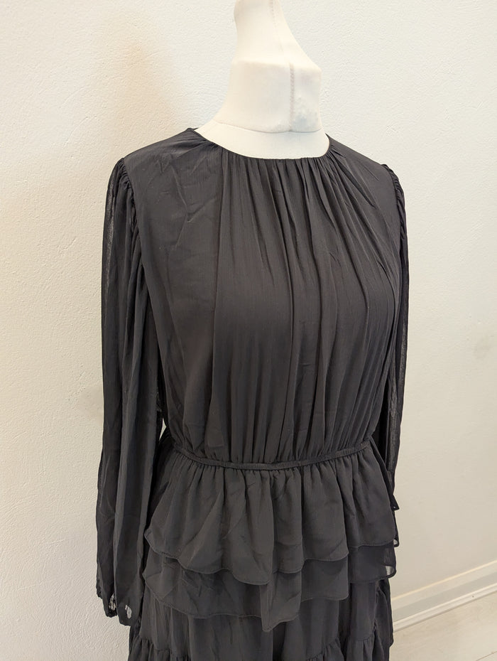 H&M Black Ruffle Dress M NWT