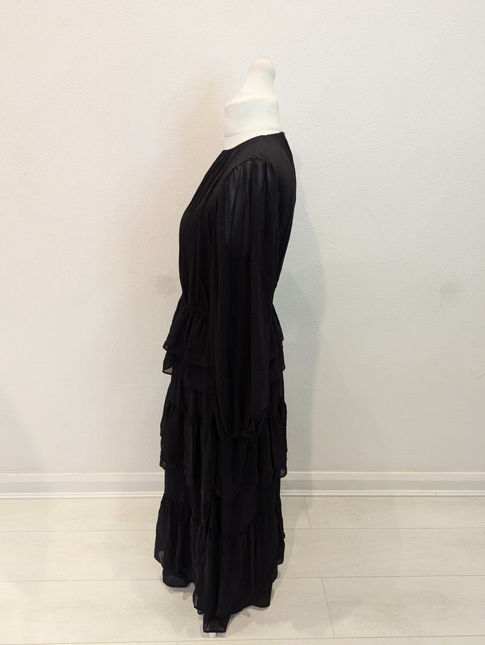 H&M Black Ruffle Dress M NWT