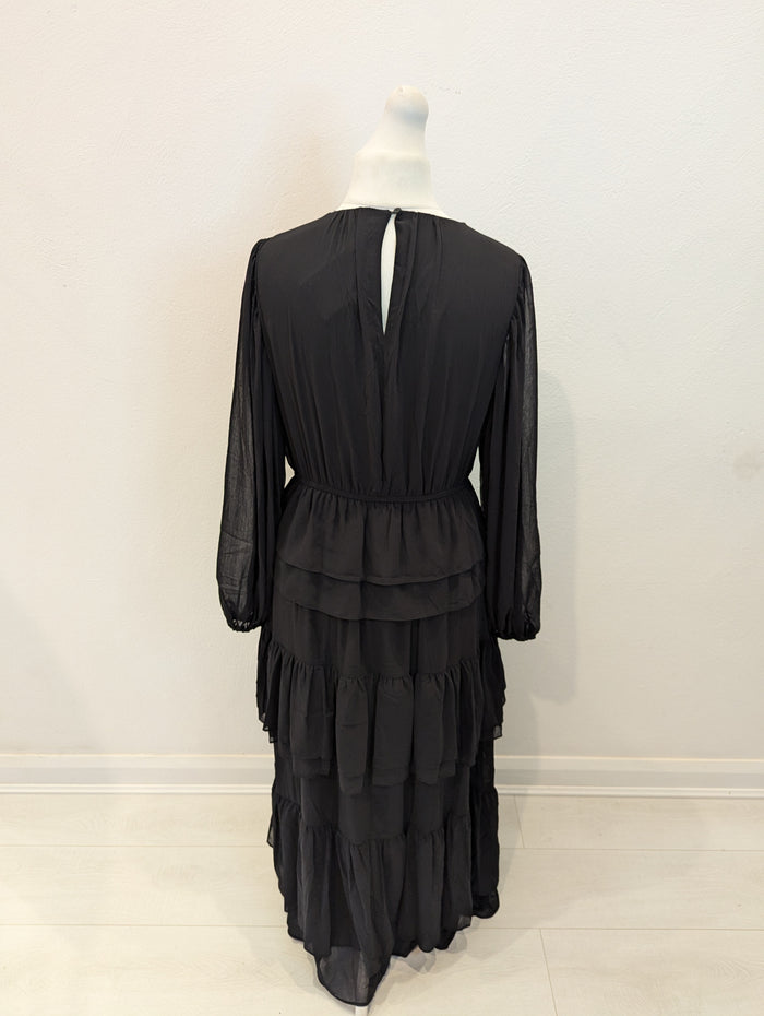 H&M Black Ruffle Dress M NWT