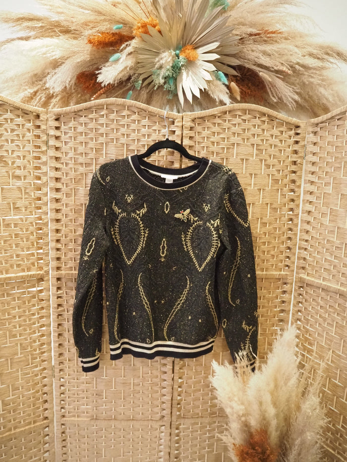 H&M Black Sparkle  Bug Sweater XS