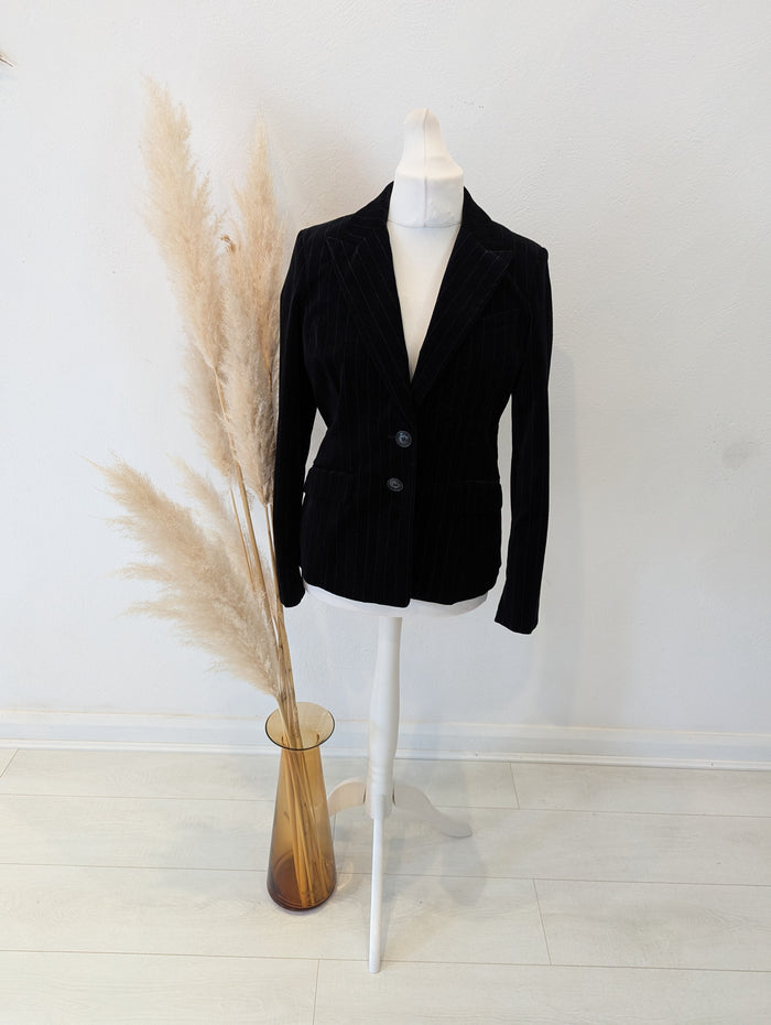 H&M Black Stripe Velour Blazer 12