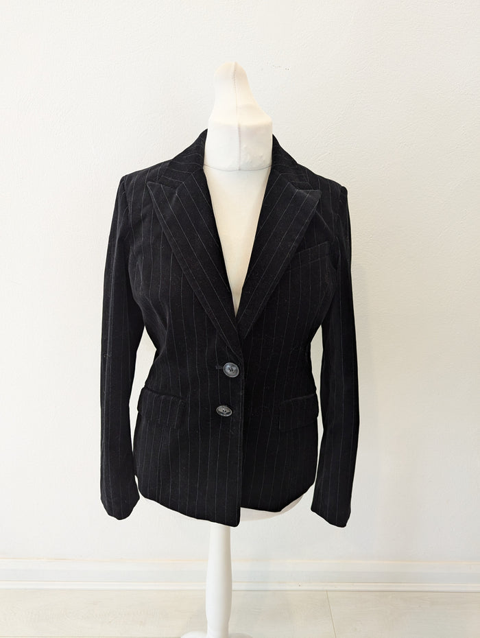 H&M Black Stripe Velour Blazer 12