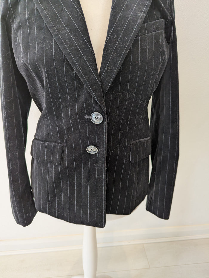 H&M Black Stripe Velour Blazer 12