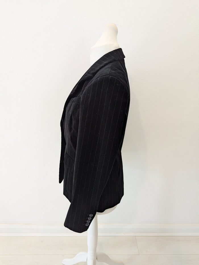H&M Black Stripe Velour Blazer 12