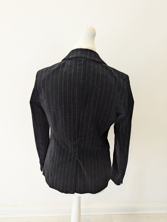 H&M Black Stripe Velour Blazer 12