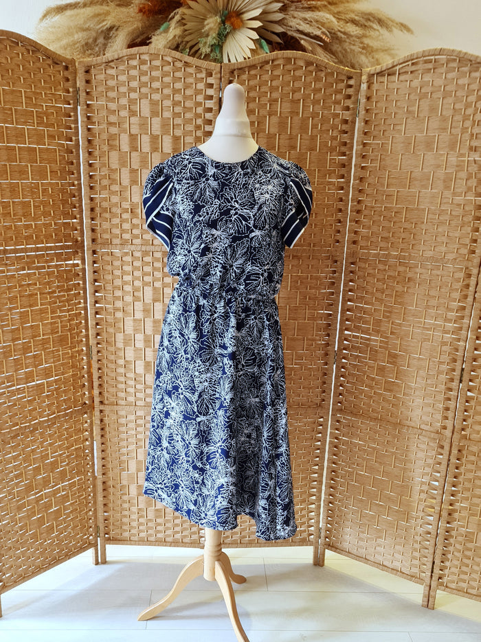 H&M Navy print Dress 12 RRP £24.99