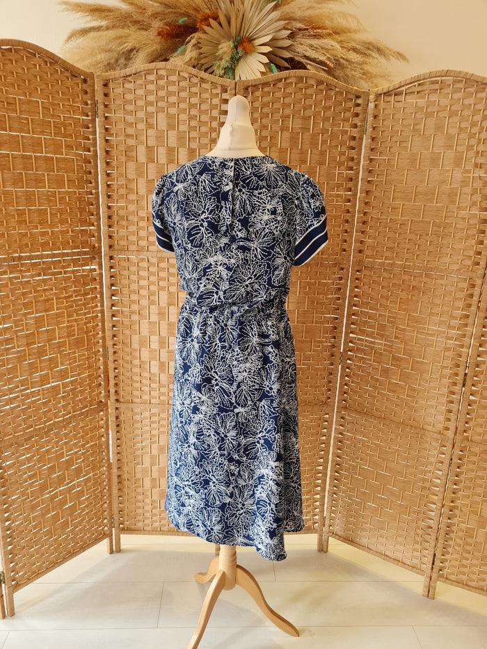 H&M Navy print Dress 12 RRP £24.99